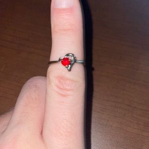 Beautiful Silver Red Heart Ring!
